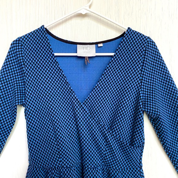 HD In Paris Anthro Textured Faux Wrap Midi Dress - Picture 3 of 7